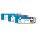 HP 91 (C9486A) cartouche d'encre licht cyan 3pak (Original) 3 x 775 ml Encres et toners