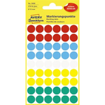Avery Ronde etiketten diameter 12 mm, geassorteerde kleuren, 270 stuks Etiketten