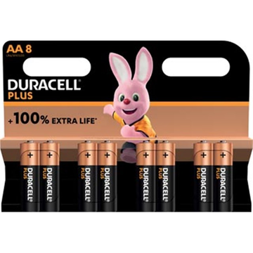Duracell batterij Plus 100% AA, blister van 8 stuks Batterijen en zaklampen