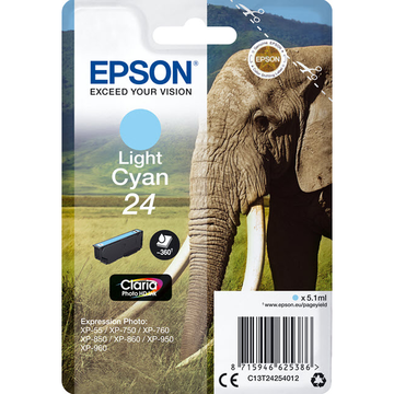Epson 24XL (T2435) cartouche d'encre licht cyan haute volume (Original) 10,8 ml 740 pages Encres et toners