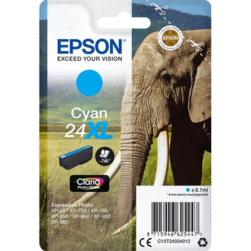 Epson 24XL (T2432) cartouche d'encre cyan haute volume (Original) 8,8 ml 740 pages Encres et toners