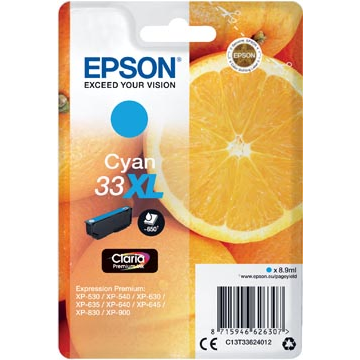 Epson 33XL (T3362) cartouche d'encre cyan haute volume (Original) 8,9 ml Encres et toners